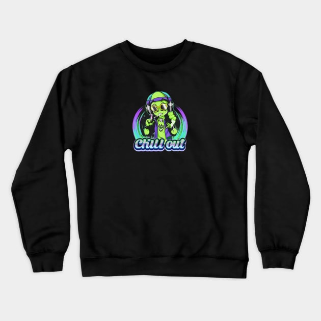 Cosmic Beats: Streetwear Alien Crewneck Sweatshirt by diegotorres
